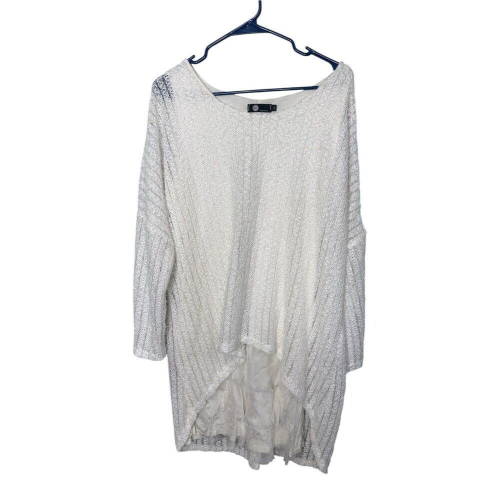 M made in Italy White Knit Hi-Low  Sweater Dress Luxury Silk Blend XS
